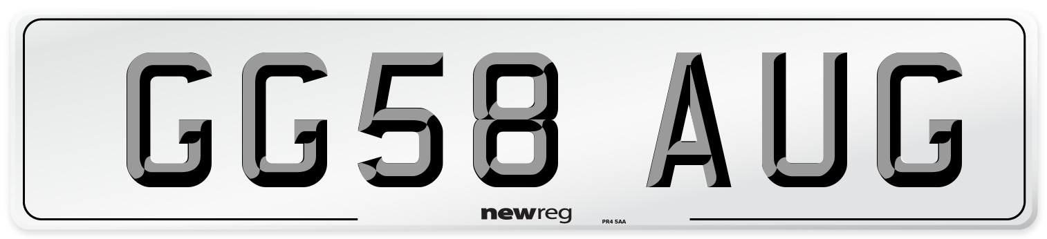 GG58 AUG Number Plate from New Reg